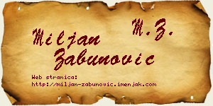 Miljan Zabunović vizit kartica